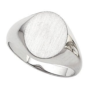 Mens Sterling Silver Brushed Round Signet Ring, Size 10, 16.00X14.00 MM