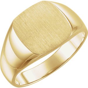 Men's Closed Back Square Signet Ring, 18k Yellow Gold (12mm)