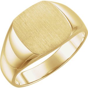 Men's Signet Semi-Polished 14k Yellow Gold Ring (12mm) Size 11