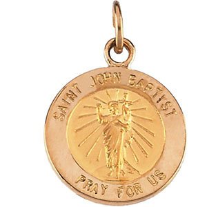 14k Yellow Gold Round St. John the Baptist Medal (15 X 15 MM)