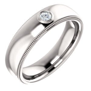 Men's Rhodium-Plated 14k White Gold Diamond 6.8mm Milgrain Band (.16 Ctw, Color G-H, SI2-SI3 Clarity) Size 10