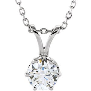 Diamond Solitaire Pendant Necklace, Rhodium Plate 14k White Gold, 18" (1/2 Ctw, GH Color, I1 Clarity)