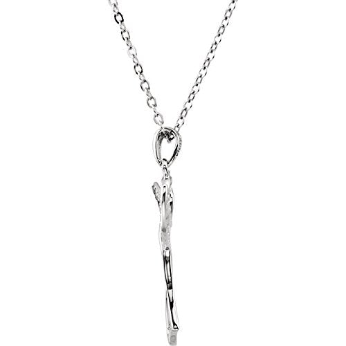 Rhodium-Plate Sterling Silver Dove 'Sealed in the Holy Spirit' CZ Necklace, 18"