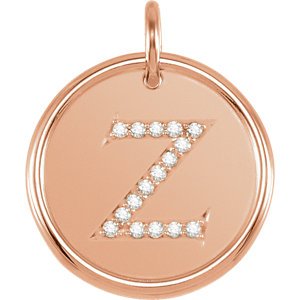 Diamond Initial "Z" Pendant, 14k Rose Gold (.08 Ctw, Color GH, Clarity I1)