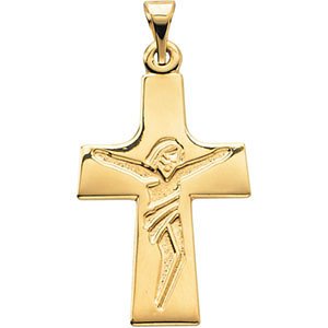 Engraved Crucifix 14k Yellow Gold Pendant (30.34X16MM)
