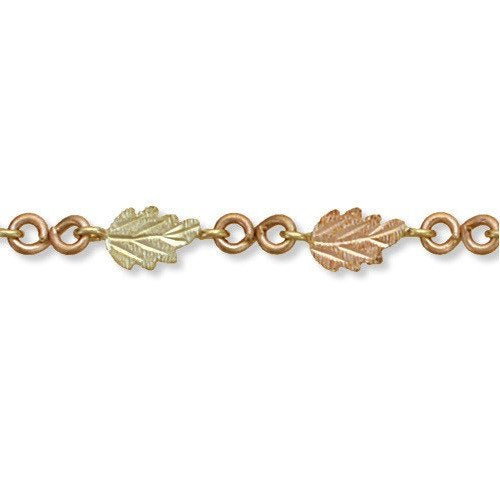 Frosty Grape Leaves Bracelet, 10k Yellow Gold, 12k Green and Rose Gold Black Hills Gold Motif, 7"