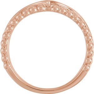 Negative Space Beaded 'V' Ring, 14k Rose Gold, Size 9