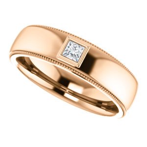 Men's 14k Rose Gold Diamond 6.3mm Milgrain Band (.16 Ctw, Color G-H, SI2-SI3 Clarity) Size 10