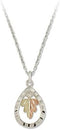 Diamond-Cut Teardrop Pendant Necklace, Sterling Silver, 12k Green and Rose Gold Black Hills Gold Motif, 18"