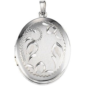 Sterling Silver Oval Satin Design Locket