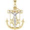 Petite Heart Mariner's Cross Anchored Crucifix 14k Yellow and White Gold Pendant (46.5X38MM)