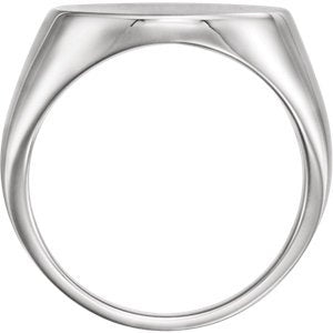 Men's Sterling Silver Brushed Signet Ring (18mm) Size 10