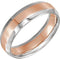 14k White and Rose Gold 6mm Beveled Edge Comfort-Fit Band