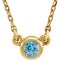 Blue Zircon Solitaire 14k Yellow Gold Pendant Necklace, 16"