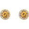 Citrine and Diamond Halo-Style Earrings, 14k Yellow Gold (4.5 MM) (.16 Ctw, G-H Color, I1 Clarity)