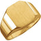 Men's 18k Yellow Gold Brushed Octagon Signet Ring, 14 X 12mm, Size 10.75