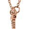 Rope-Trim Sideways Cross Necklace, 14k Rose Gold, 16.5" (8.65x16MM)