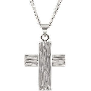 Rugged Cross Brushed Sterling Silver Pendant (13X10 MM)