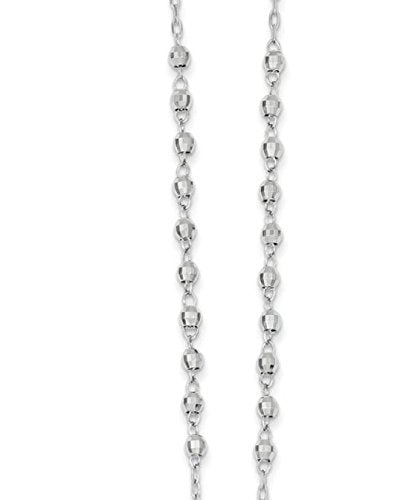 Rosary Bead Necklace, 14k White Gold Rhodium Plate