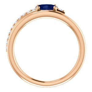 Blue Sapphire and Diamond Bypass Ring, 14k Rose Gold (.125 Ctw, G-H Color, I1 Clarity)