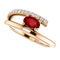 Chatham Created Ruby and Diamond Bypass Ring, 14k Rose Gold (.125 Ctw, G-H Color, I1 Clarity)