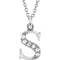 Petite Diamond Initial 's' Lowercase Letter Rhodium-Plate 14k White Gold Pendant Necklace, 16" (.03 Ctw GH, I1)