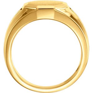 Men's Octagon Brushed-Satin Signet Ring, 14k Yellow Gold (12.5x12.7mm) Size 10