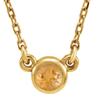 Citrine Solitaire 14k Yellow Gold Pendant Necklace, 16"