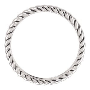 Rhodium-Plated 14k White Gold 3.75mm Comfort-Fit Rope Pattern Band, Size 5