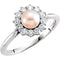 White Freshwater Cultured Pearl Diamond Halo Ring, Sterling Silver (8-8.5mm) (.375Ctw, G-H Color, I1 Clarity)