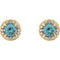 Aquamarine and Diamond Halo-Style Earrings, 14k Yellow Gold (5 MM) (.16 Ctw, G-H Color, I1 Clarity)