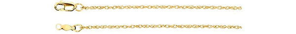 1.25mm 14k Yellow Gold Rope Chain Bracelet, 7"