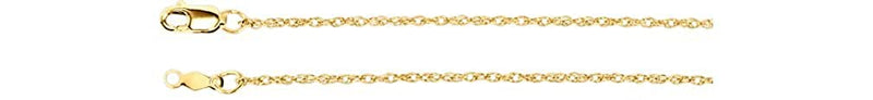1.25mm 14k Yellow Gold Rope Chain Bracelet, 7"