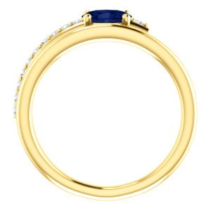 Blue Sapphire and Diamond Bypass Ring, 14k Yellow Gold (.125 Ctw, G-H Color, I1 Clarity)