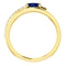 Chatham Created Blue Sapphire and Diamond Bypass Ring, 14k Yellow Gold (.125 Ctw, G-H Color, I1 Clarity)