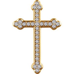 Diamond Botonée Cross 14k Yellow Gold Pendant (.75 Ctw, H+ Color, I1 Clarity)