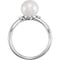 White Freshwater Cultured Pearl, Diamond Ring, Sterling Silver (8-8.5 mm)(.04 Ctw, Color G-H, Clarity I1)