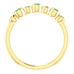 Emerald 7-Stone 3.25mm Ring, 14k Yellow Gold