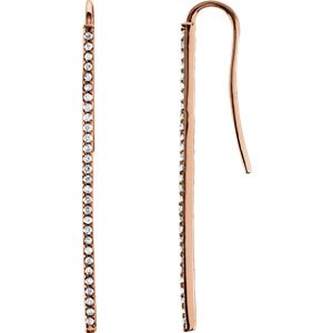 Diamond Vertical Bar Earrings, 14k Rose Gold (1/4 Ctw, Color H+, Clarity I1)