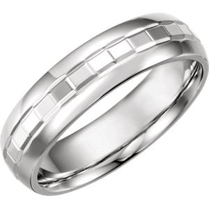 Godesic Dome Design 6mm Comfort Fit 14k White Gold Band