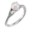 Platinum White Freshwater Cultured Pearl, Diamond Bypass Ring (6.0-6.5mm)(.03Ctw, GH Color, SI2-SI3 Clarity)