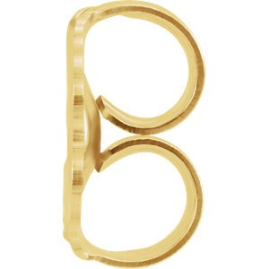 Initial Letter 'M' 14k Yellow Gold Stud Earring (Single Earring)