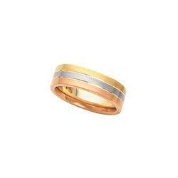 6mm 14k Yellow, White and Rose Gold Tri-Color Wedding Band, Size 5.5