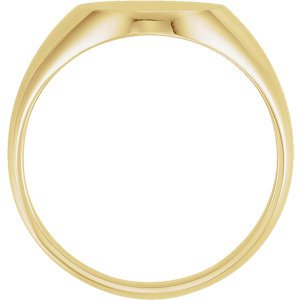 Men's Brushed Signet Semi-Polished 10k Yellow Gold Ring (14x12mm) Size 11.25