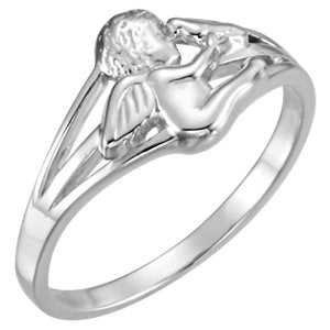 Angel with Dove Holy Ghost Rhodium Plate Sterling Silver Ring