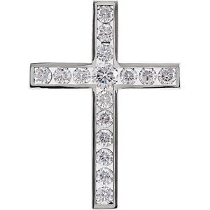 Diamond Coticed Cross Rhodium-Plated 14k White Gold Pendant (.33 Ctw, G-H Color, I1 Clarity)