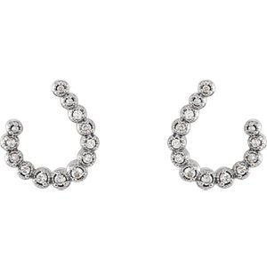 Diamond Crescent J-Hoop Earrings, Sterling Silver (.25 Ctw, GH Color, I1 Clarity)