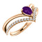 Amethyst Pear and Diamond Chevron 14k Rose Gold Ring (.145 Ctw,G-H Color, I1 Clarity)