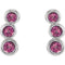 Pink Tourmaline Three-Stone Ear Climbers, Rhodium-Plated 14k White Gold