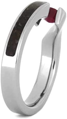 Ruby, Dinosaur Bone 3.5mm Comfort-Fit Titanium Bypass Engagement Ring, Size 4.5